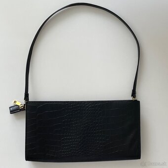 Čierna listová kabelka psaníčko popruh krokodília koža croc