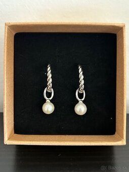 STRIEBORNÉ NÁUŠNICE s perlovým príveskom