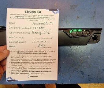 Specialized baterie M1/M2/M3 / 0 cyklů / záruka