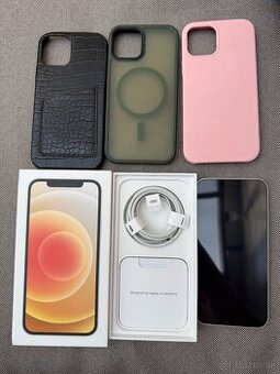 iPhone 12 128 GB White – Top stav + 3 puzdrá + ochranné sklo