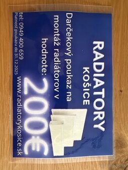 Darčekový poukaz na montáž radiatorov KORAD v Košiciach