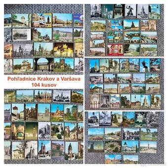 Retro pohľadnice socializmus Krakov a Varšava - 104 kusov - 1