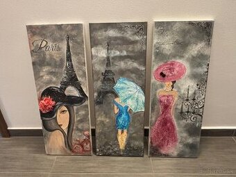 Obraz na plátne-ručne maľovaný-tematika Paríž