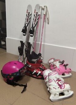 Lyže, Lyžiarky, Paličky, Prilba, Okuliare, Korčule 2ks