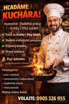KUCHÁR/pomocný Kuchár – Humenné