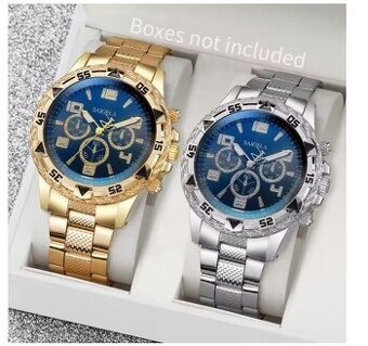 Pánske quartzové hodinky – 2ks set, oceľový ťah, arabské čís