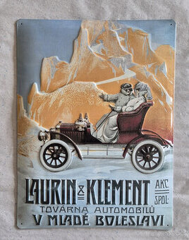 Retro plechova tabula Laurin a Klement 30 x 40cm