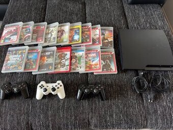PlayStation 3 Slim 300GB + 3 ovládače + 16 hier