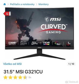 Herný monitor MSI 4K/HDR/144Hz (Curved)