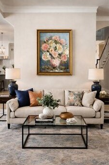 Ručne maľované olejomaľby kvetov