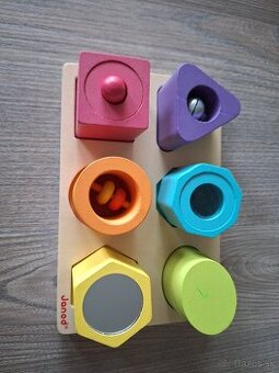 Drevené vkladacie puzzle tvary a zvuky Janod