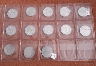 Predám komplet mince 5 hal. 1962 - 76, 1953-1955