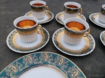 Predám zlato-tyrkysová porcelánová sada