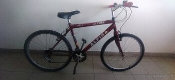 Predám červený horsky bicykel Alpina 26" kolesa. Ram 18. Na