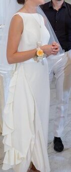 Svadobné šaty so závojom a korunou – farba ivory, elegantné