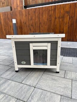 domček / búda pre mačky alebo malé psy – Rustica (šedá/biela