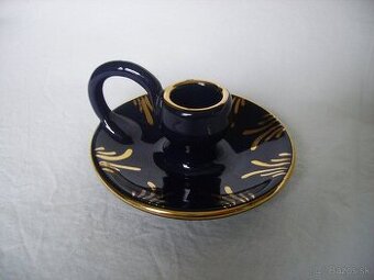 Keramický tmavomodrý svietnik