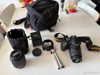 Nikon D3100 + 2 objektívy + príslušenstvo – kompletný set