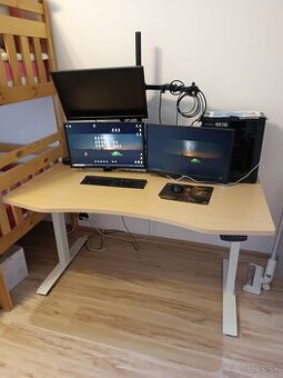 Predám elektrický výškovo nastaviteľný PC stôl s výrezom