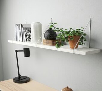 Nástenná polica, biela/biela, 120x20 cm