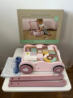 Little Dutch Vozíček s kockami ružová