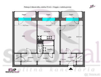 Priestranný 2i byt BB / 72 m2 + 3 loggie / Sásová