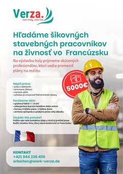 Hľadáme šikovných pracovníkov na stavbu Francúzsko
