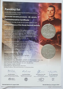 Rarita - Pamätný list bez čísla 10 € 80. výročie SNP