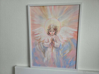 Akryl na akvarelovom papieri,ramik 30x40cm,motív : Anjel