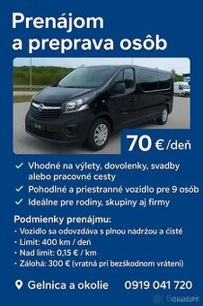 Preprava osôb Opel Vivaro 9-miest