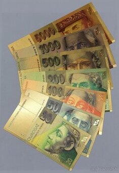 Bankovky pozlatene slovenske, postriebrene dolare