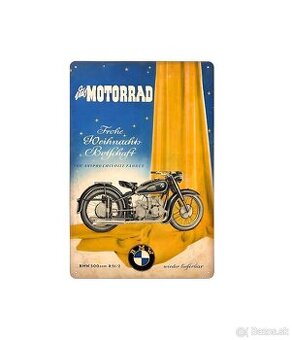 plechová cedule - motocykl BMW 500ccm R51/2 (dobová reklama)