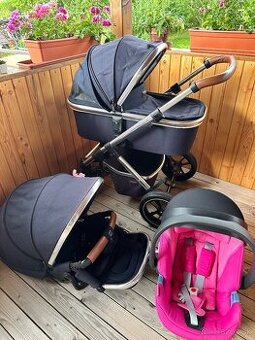 Kombinovaný kočík Moon Scala Navy + vajíčko Cybex Aton 5