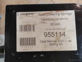 Znížené pružiny Opel Meriva A