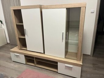 Obývacia stena - dub sonoma/biela