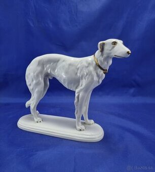 Starožitná porcelánová soška psa -19.9/17.6 cm
