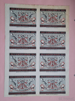 Bankovky, notgeld, nerozstrihnuty arch, Mesto Leer 1921