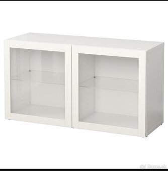 Besta  Policový diel/sklen dvier, biela/