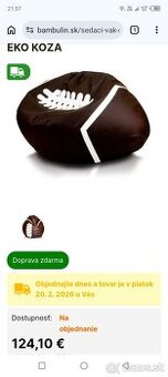 Predám sedací vak tvare rugby lopty plus mala rugby lopta