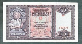 Staré bankovky Slovensko 50 sk 1940 pěkný stav