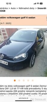 Predám wolkswagen golf 6