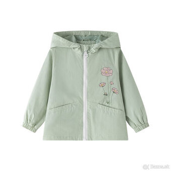 Dievčenská bunda – zelená s kvetinovým motívom - nová