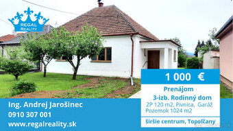 Rezervovaný: 3 – izb. Rodinný dom, Garáž, 1024 m2, Topoľčany