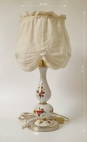 lampa - stojan: porcelán a kov, vrch: látka