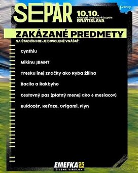 Predám lístok na Separa – 10.10