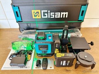Zelený 4D samonivelačný laser Gisarn so statívom + 2 batérie