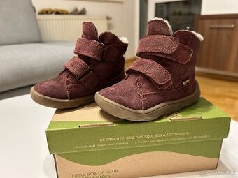 Zimné detské barefoot topánky Froddo, bordové zateplené, 22