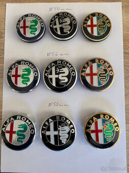 Stredové krytky/pukličky Alfa Romeo-priemeru 50,56,58,59 mm