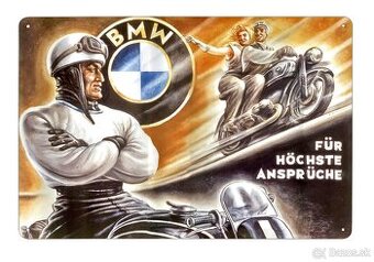plechová cedule - BMW: Pro nejvyšší nároky (dobová reklama)