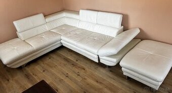 Kožená sedacia súprava s taburetkou
